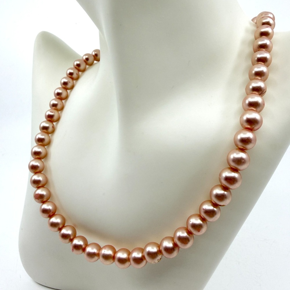 Elegant Blush Pink Pearl Strand Necklace Vintage Inspired Statement Jewelry